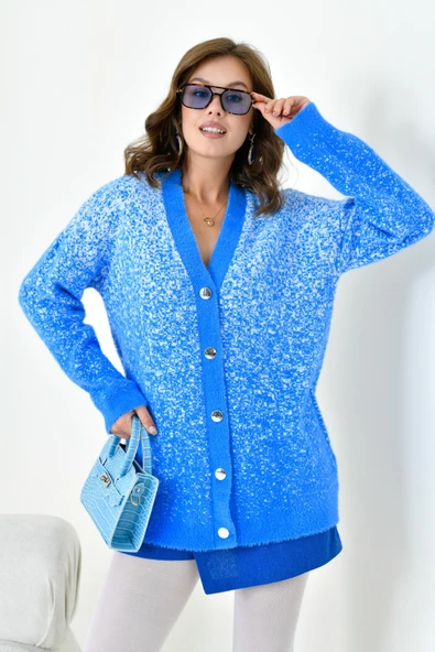 FTZ Women Kadın Geçişli Hırka  Mavi 20941 - Resim 3