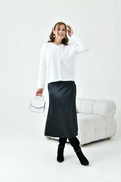 FTZ Women Kadın İnci Detaylı Hırka  Ekru 20748 ürün görseli 1