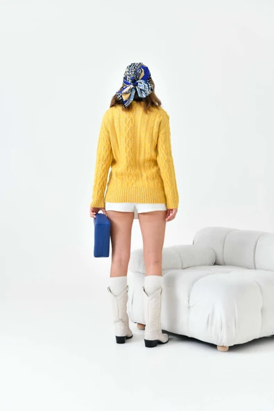 FTZ Women Kadın Sim Detaylı Hırka  Hardal 20589 - Resim 7