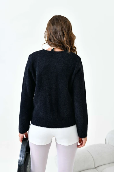 FTZ Women Kadın Düğme Detaylı Hırka Siyah 20788 - 7