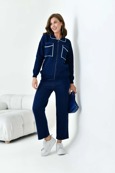 FTZ Women Kadın Çizgili İkili Takım  Lacivert 20664