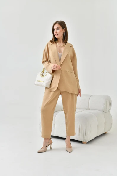 FTZ Women Kadın Begonya Ceketli Takım  Beige 30777 - Resim 5