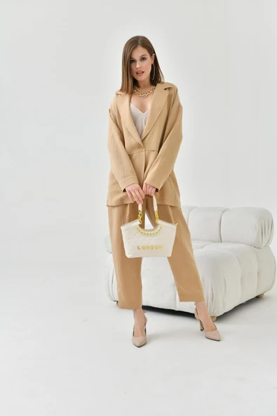 FTZ Women Kadın Begonya Ceketli Takım  Beige 30777 - Resim 2