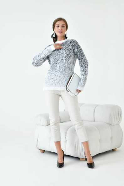 FTZ Women Kadın Geçişli Kazak  Ekru 20942 - Resim 3