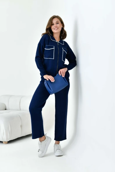 FTZ Women Kadın Çizgili İkili Takım  Lacivert 20664 - 2