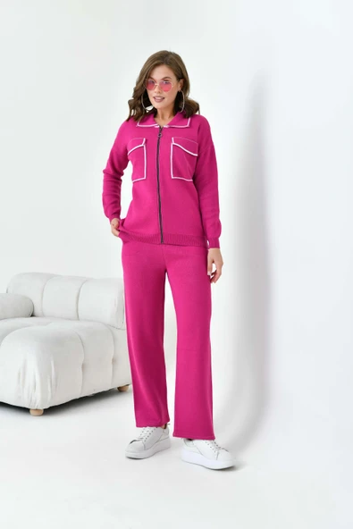 FTZ Women Kadın Çizgili İkili Takım  Fuşya 20664 - Resim 3