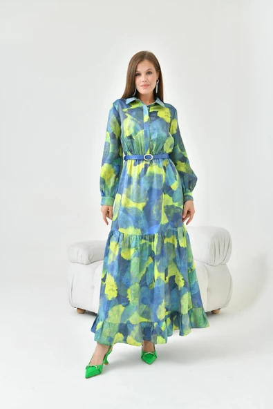 FTZ Women Kadın Desenli Elbise  Sarı 30852 - 4