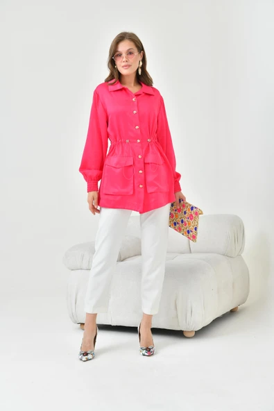 FTZ Women Kadın İpek Saten Cap  Fuşya 30858 ürün görseli 1