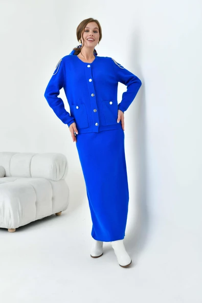 FTZ Women Kadın Kol Detaylı İkili Takım  Saks Mavi 20721 - Resim 3