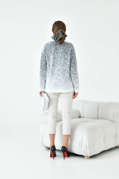 FTZ Women Kadın Geçişli Kazak  Ekru 20942 - Resim 7