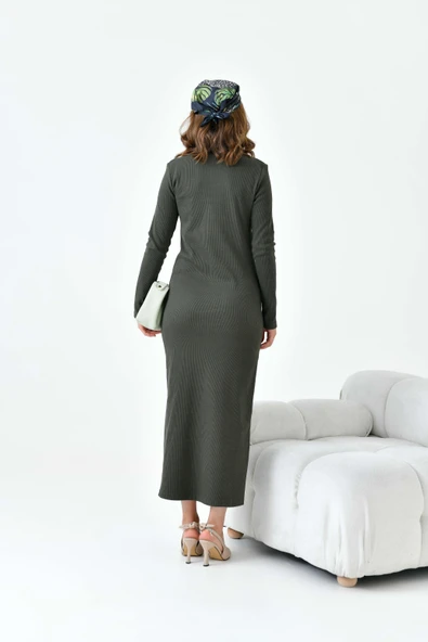 FTZ Women Kadın Kaşkorse Elbise  Haki 30901 - Resim 7