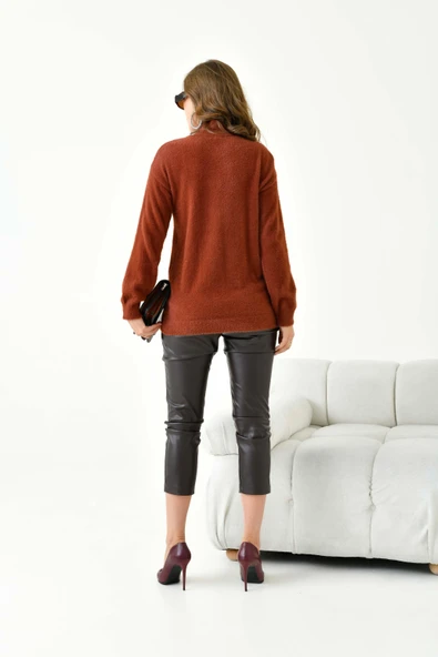 FTZ Women Kadın Basic Kazak  Kiremit 20878 - Resim 7