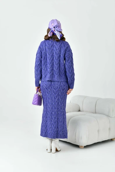 FTZ Women Kadın Sim Detaylı İkili Takım  Mor 20731 - Resim 7