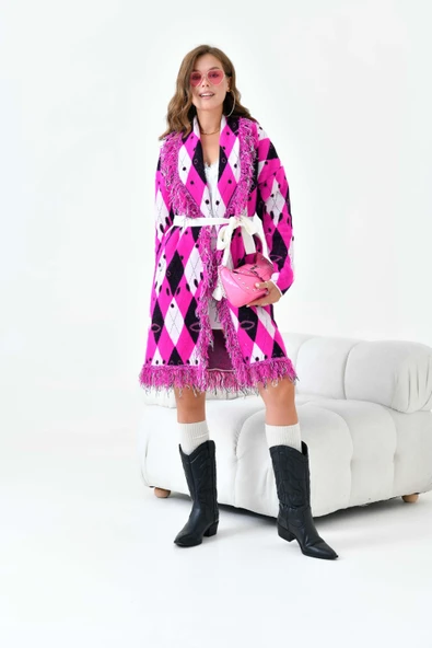 FTZ Women Kadın Baklava Desenli Giyçık  Fuşya 20519 ürün görseli