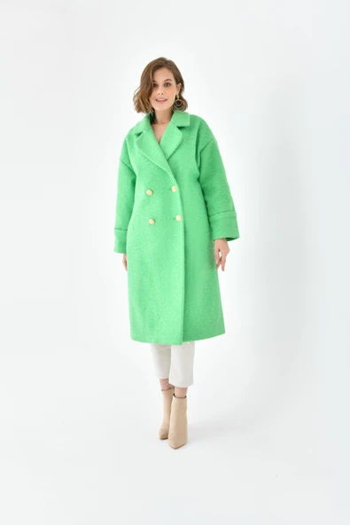 FTZ Women Kadın Kravuze Kaşe Kaban  Benetton 30642 - Resim 3