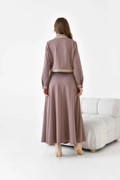 FTZ Women Kadın İki İp Taşlı Takım  Kahve 30925 - Resim 7