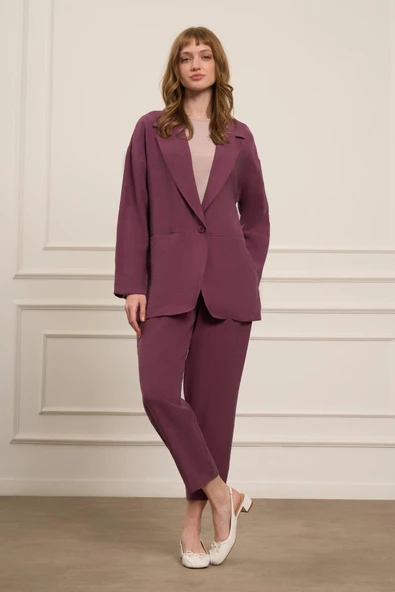 FTZ Women Kadın Begonya Ceketli Takım  Mürdüm 30777 - Resim 2