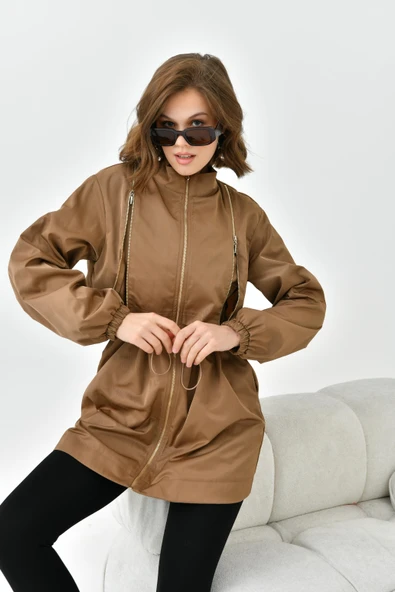 FTZ Women Kadın Paraşüt Kap  Kahve 30743 - 2