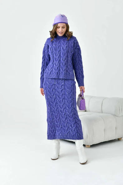 FTZ Women Kadın Sim Detaylı İkili Takım  Mor 20731 - Resim 6