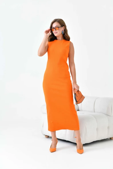 FTZ Women Kadın Kaşkorse Japon Kol Elbise  Orange 30900 - Resim 2