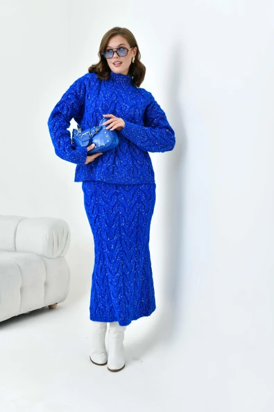 FTZ Women Kadın Sim Detaylı İkili Takım  Saks Mavi 20731 - Resim 2