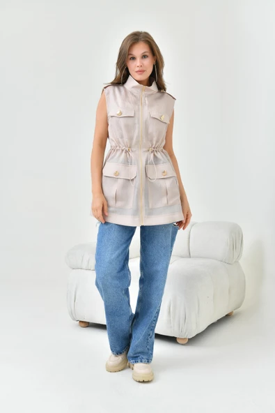 Ftz Women Kadın Organze Yelek Taş 30855