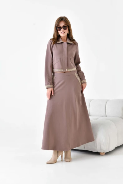 FTZ Women Kadın İki İp Taşlı Takım  Kahve 30925 - Resim 5