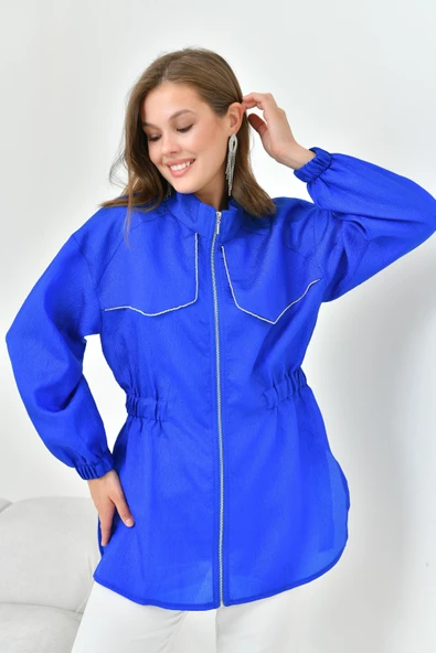 Kadın Organze Cap Saks Mavi 30854 - 2