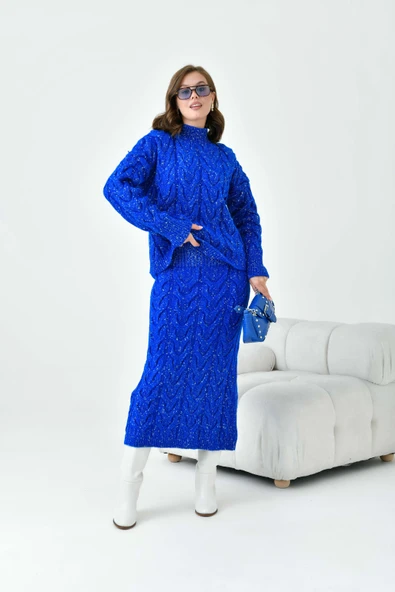 FTZ Women Kadın Sim Detaylı İkili Takım  Saks Mavi 20731 - Resim 6