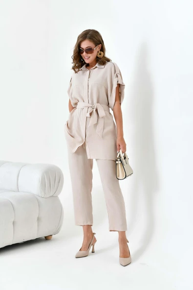 Ftz Women Kadın Keten Takım Beige 30872