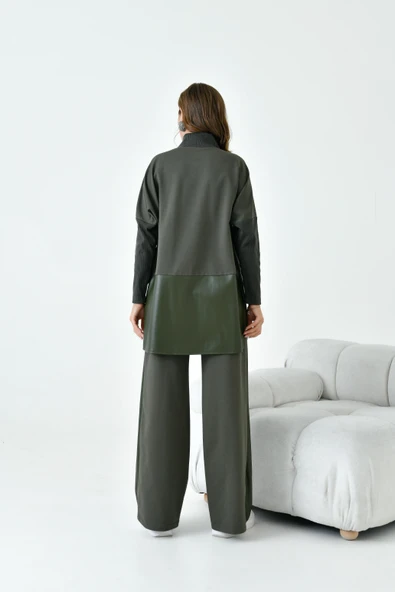 FTZ Women Kadın Deri İki İp Takım  Haki 30949 - Resim 7