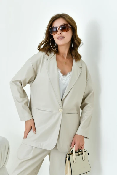 FTZ Women Kadın  Deri Takım  Beige 30919 - Resim 4