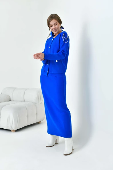 FTZ Women Kadın Kol Detaylı İkili Takım  Saks Mavi 20721 - Resim 4