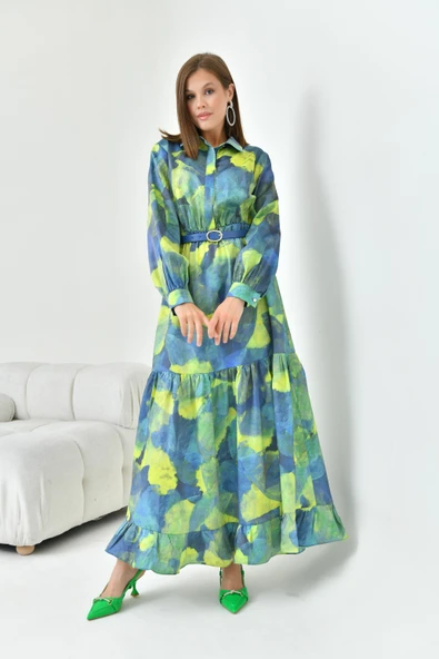 FTZ Women Kadın Desenli Elbise  Sarı 30852 - 6