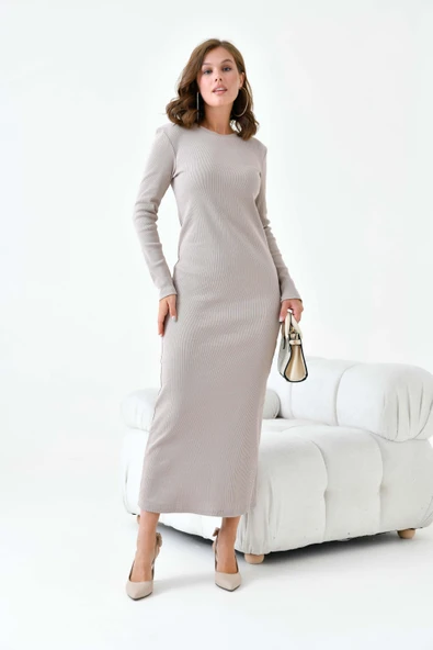 FTZ Women Kadın Kaşkorse Elbise  Taş 30901 - Resim 5