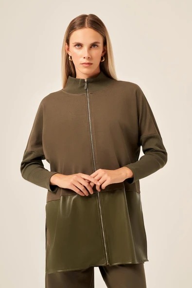 FTZ Women Kadın Deri İki İp Takım  Haki 30949 - Resim 3