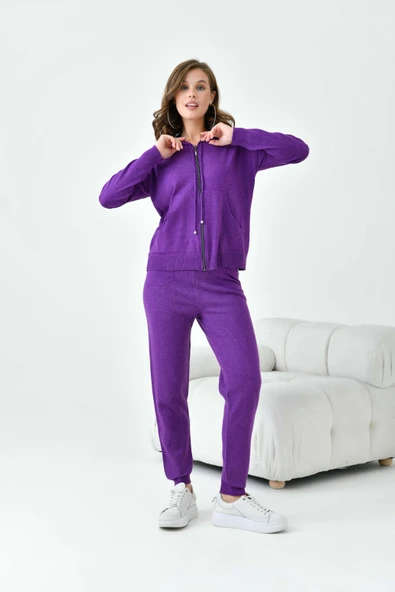 FTZ Women Kadın Fermuarlı İkili Takım  Mor 20663 - Resim 5