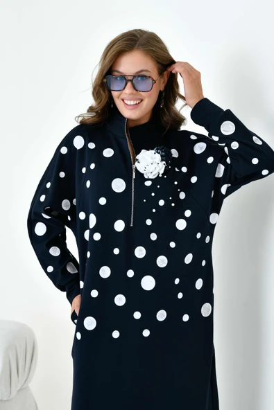 FTZ Women Kadın İki İp Elbise  Lacivert 30902 - Resim 3