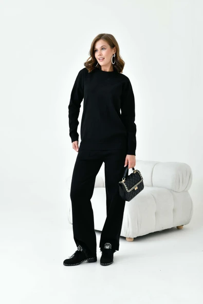 FTZ Women Kadın Düz Basic İkili Takım  Siyah 20800 - Resim 4