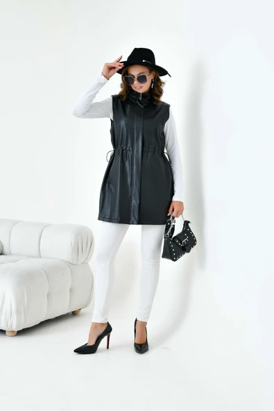 FTZ Women Kadın Deri Yelek  Siyah 30927 - 3