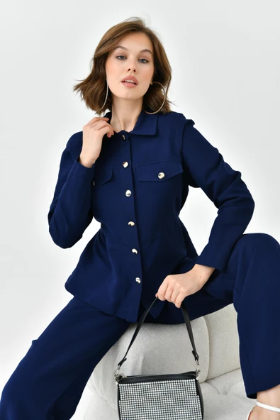 FTZ Women Kadın Pantolonlu Takım  Lacivert 30727 - Resim 4