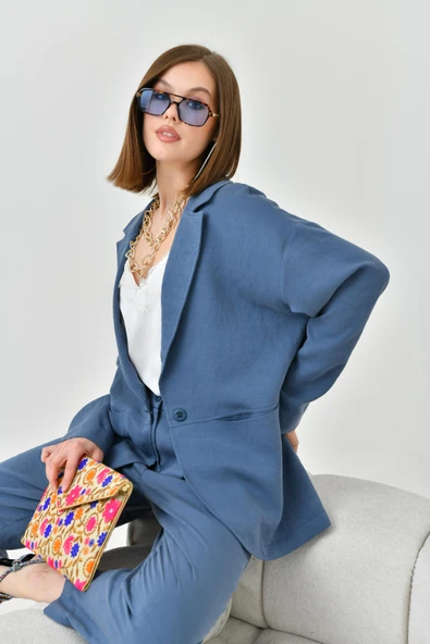 FTZ Women Kadın Begonya Ceketli Takım  İndigo 30777 - Resim 4