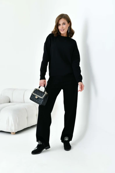 FTZ Women Kadın Düz Basic İkili Takım  Siyah 20800 - Resim 2