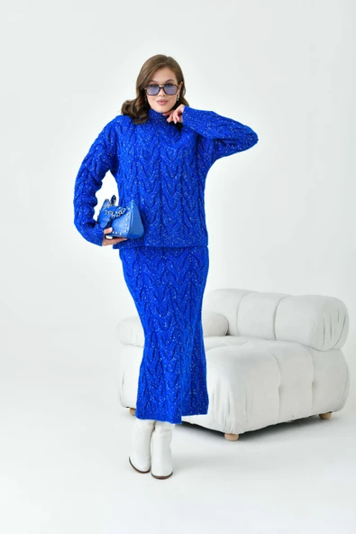 FTZ Women Kadın Sim Detaylı İkili Takım  Saks Mavi 20731 - Resim 4