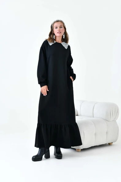 FTZ Women Kadın Bebe Yaka Elbise  Siyah 30968 ürün görseli