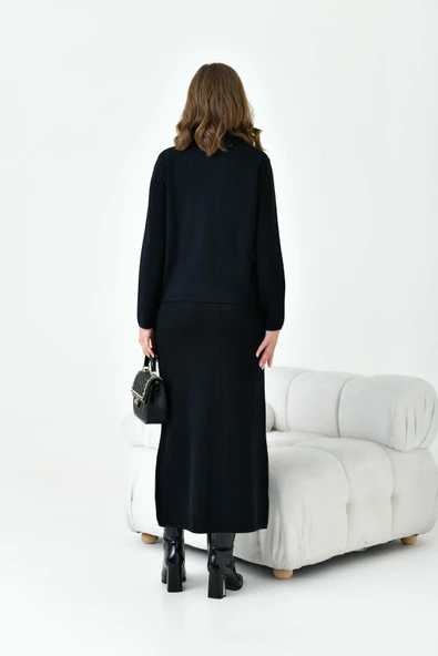 FTZ Women Kadın Düğmeli İkili Takım  Siyah 20712 - Resim 7