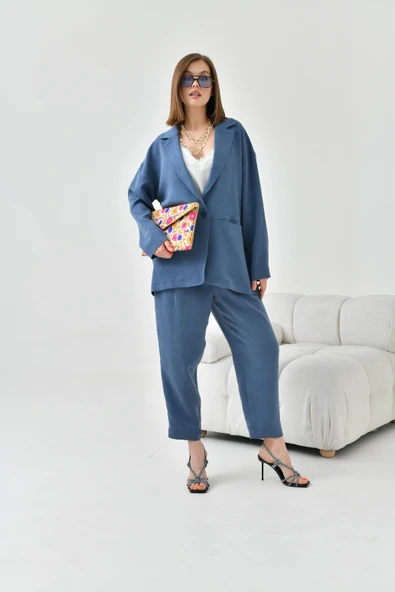 FTZ Women Kadın Begonya Ceketli Takım  İndigo 30777 - Resim 5