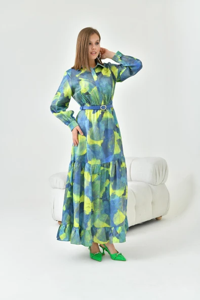 FTZ Women Kadın Desenli Elbise  Sarı 30852 - 3