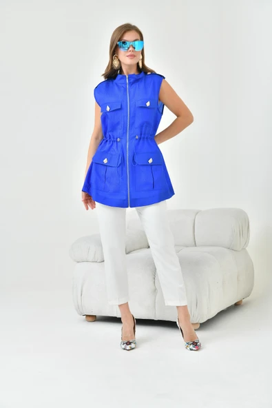 Ftz Women Kadın Organze Yelek Saks Mavi 30855 - 5