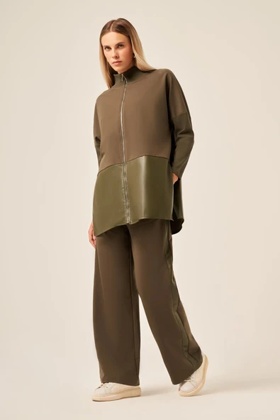 FTZ Women Kadın Deri İki İp Takım  Haki 30949 - Resim 2